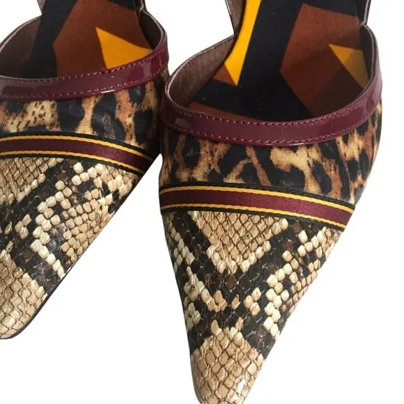 Jeffrey Campbell Atrophy 2 Beige Snake Cheetah Pointed Toe Low Heel Pumps Sz 8.5