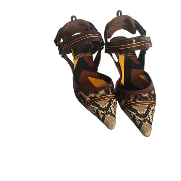 Jeffrey Campbell Atrophy 2 Beige Snake Cheetah Pointed Toe Low Heel Pumps Sz 8.5