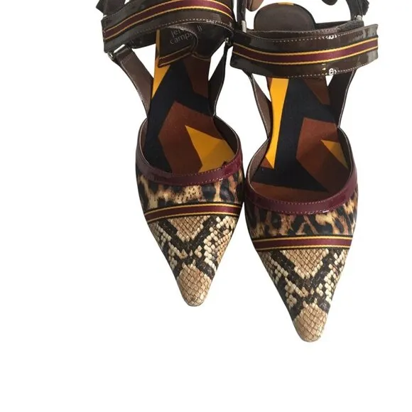 Jeffrey Campbell Atrophy 2 Beige Snake Cheetah Pointed Toe Low Heel Pumps Sz 8.5