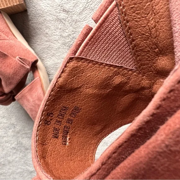 Jeffrey Campbell Cyrus Bow Suede Leather Slip-On Block Heel Mules Rose Pink 8.5