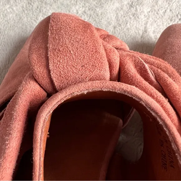 Jeffrey Campbell Cyrus Bow Suede Leather Slip-On Block Heel Mules Rose Pink 8.5