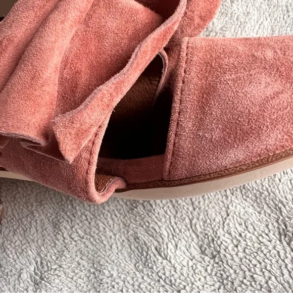 Jeffrey Campbell Cyrus Bow Suede Leather Slip-On Block Heel Mules Rose Pink 8.5