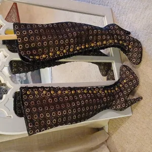 Jeffrey Campbell Free People batallion crochet victorian military boots 7