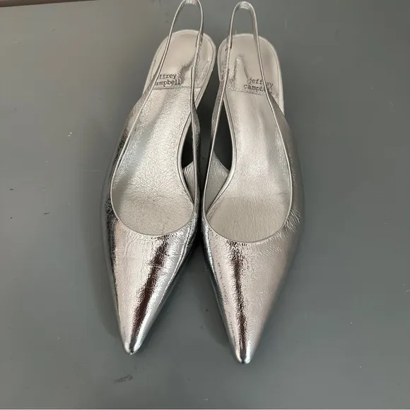 Jeffrey Campbell Gambol Silver Slingback Heel 7 NEW