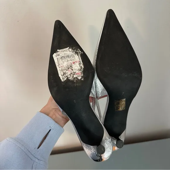 Jeffrey Campbell Gambol Silver Slingback Heel 7 NEW