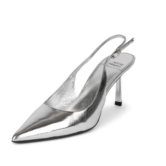 Jeffrey Campbell Gambol Silver Slingback Heel 7 NEW