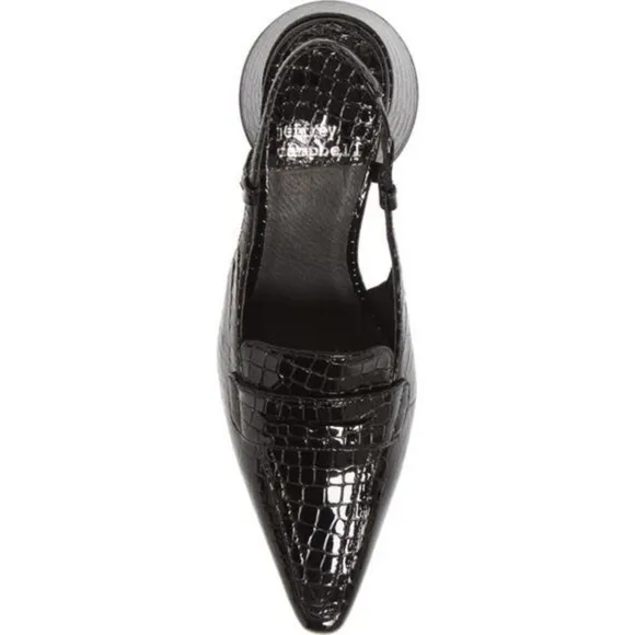 Jeffrey Campbell Heels Ferway Slingback Pump in Black Crocodile