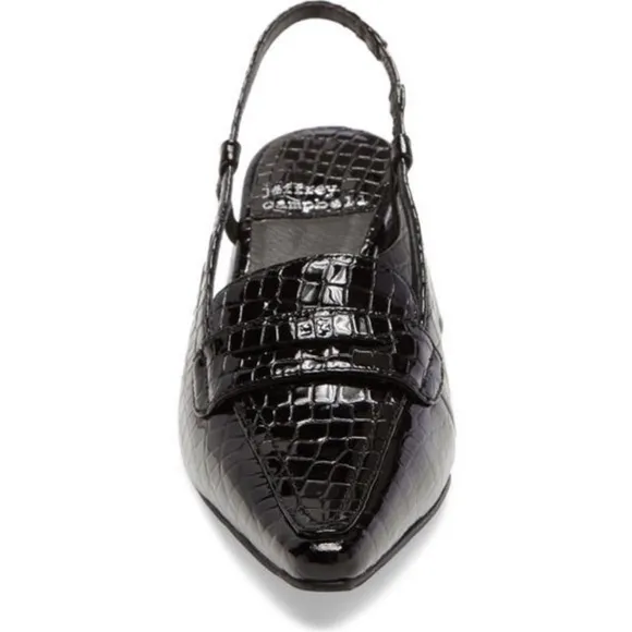 Jeffrey Campbell Heels Ferway Slingback Pump in Black Crocodile