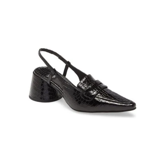 Jeffrey Campbell Heels Ferway Slingback Pump in Black Crocodile