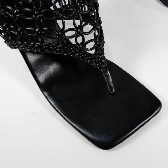 JEFFREY CAMPBELL Millenia Slingback SANDALS Size 8.5 Square Toe Heels Black NEW