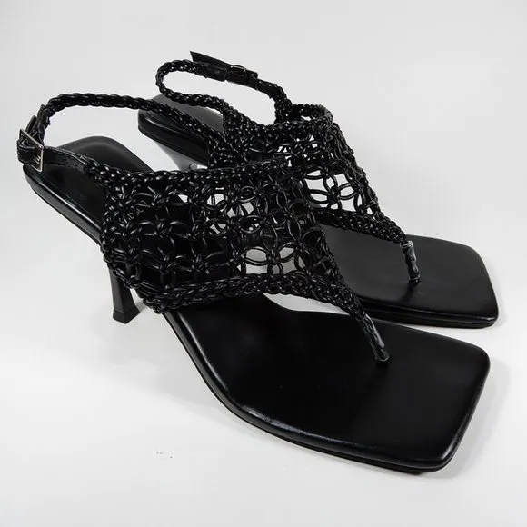 JEFFREY CAMPBELL Millenia Slingback SANDALS Size 8.5 Square Toe Heels Black NEW