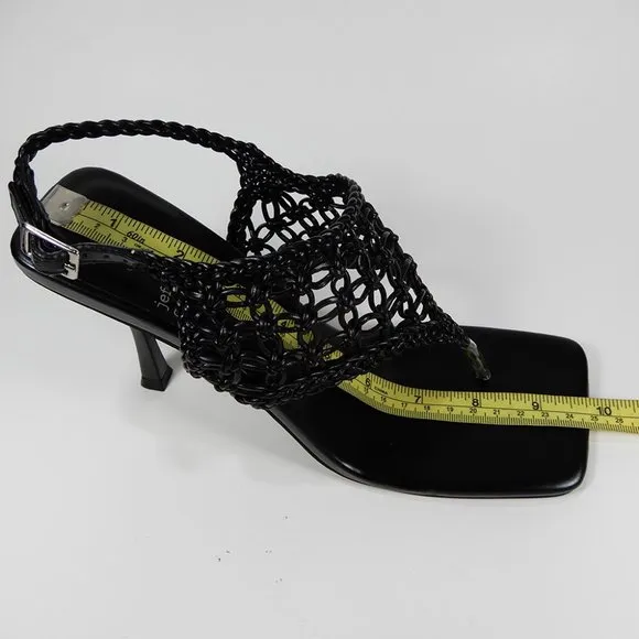 JEFFREY CAMPBELL Millenia Slingback SANDALS Size 8.5 Square Toe Heels Black NEW