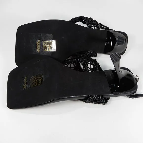 JEFFREY CAMPBELL Millenia Slingback SANDALS Size 8.5 Square Toe Heels Black NEW