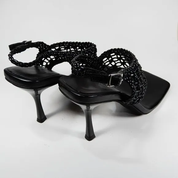 JEFFREY CAMPBELL Millenia Slingback SANDALS Size 8.5 Square Toe Heels Black NEW