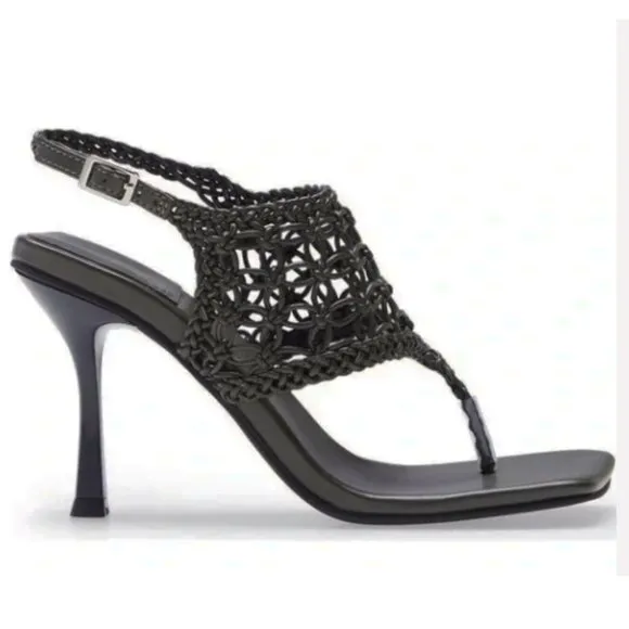 JEFFREY CAMPBELL Millenia Slingback SANDALS Size 8.5 Square Toe Heels Black NEW