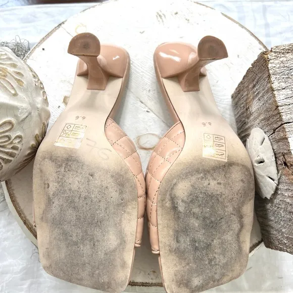 Jeffrey Campbell Mr. Big Q nude tan quilted slip on sculpted kitten heels 6.5