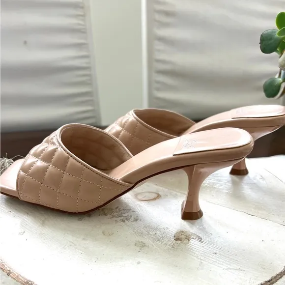 Jeffrey Campbell Mr. Big Q nude tan quilted slip on sculpted kitten heels 6.5