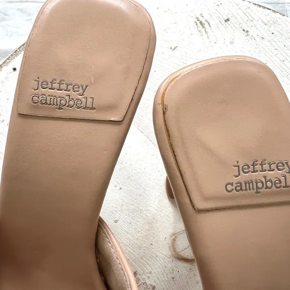 Jeffrey Campbell Mr. Big Q nude tan quilted slip on sculpted kitten heels 6.5