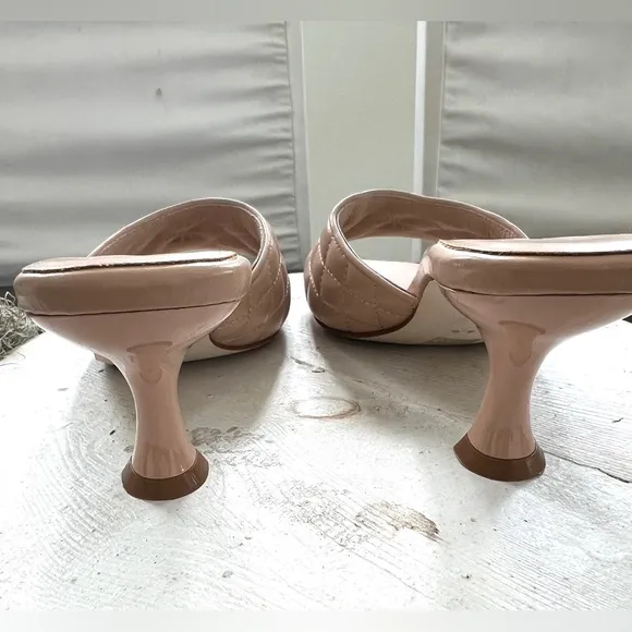 Jeffrey Campbell Mr. Big Q nude tan quilted slip on sculpted kitten heels 6.5