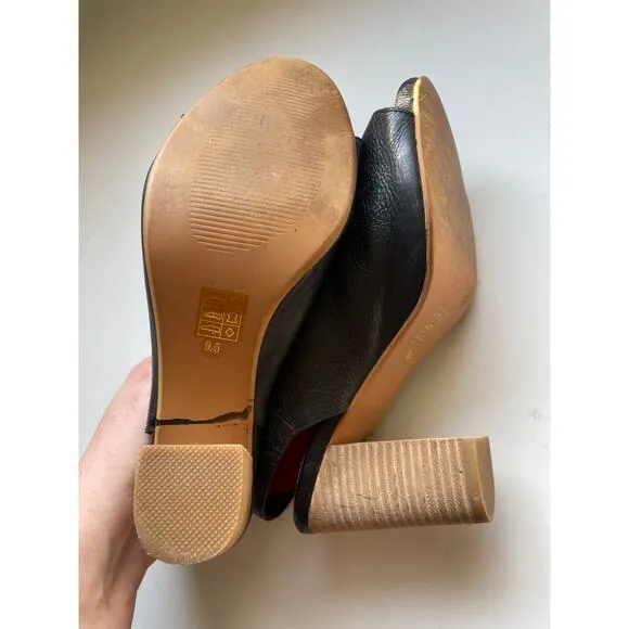 Jeffrey Campbell Peep Toe Boots Womens Size 9.5  Leather Slingback Heels Glam