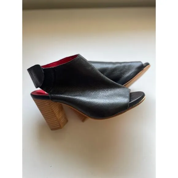 Jeffrey Campbell Peep Toe Boots Womens Size 9.5  Leather Slingback Heels Glam