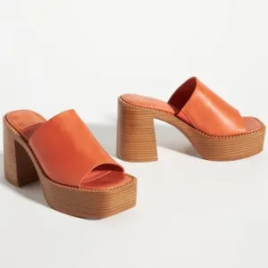 Jeffrey Campbell Platform Leather Slip-On Mules Open Toe Block Heel Size 9.5 New