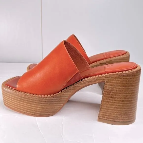 Jeffrey Campbell Platform Leather Slip-On Mules Open Toe Block Heel Size 9.5 New