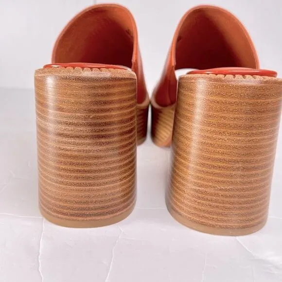 Jeffrey Campbell Platform Leather Slip-On Mules Open Toe Block Heel Size 9.5 New
