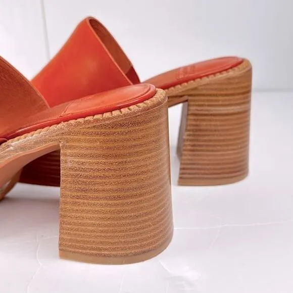Jeffrey Campbell Platform Leather Slip-On Mules Open Toe Block Heel Size 9.5 New