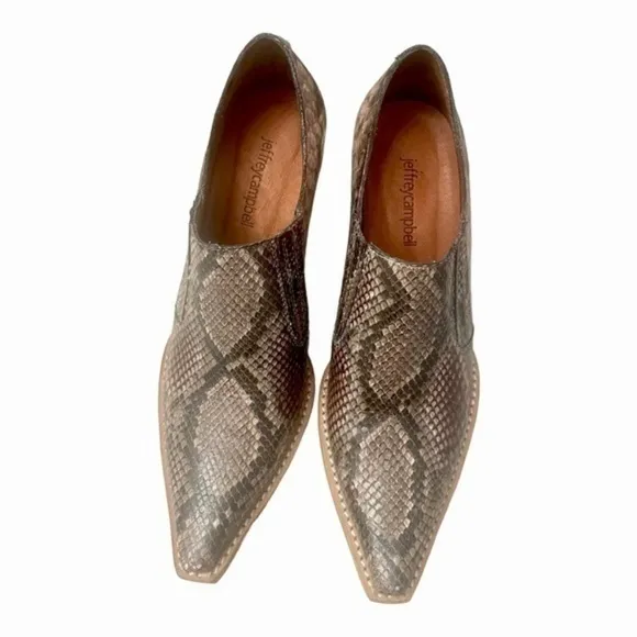 Jeffrey Campbell Rosalee Snakeskin Leather Booties Size 7