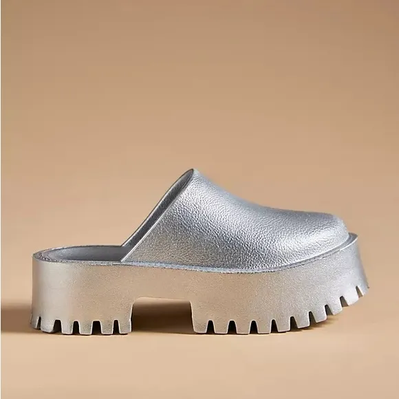 Jeffrey Campbell Silver Platform Clogs
