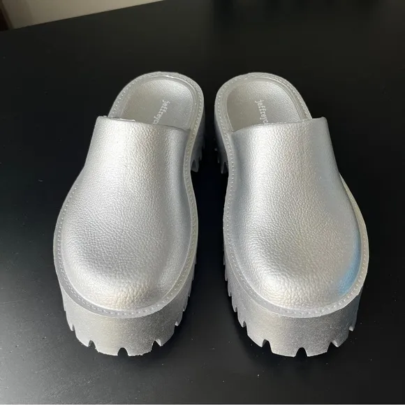 Jeffrey Campbell Silver Platform Clogs
