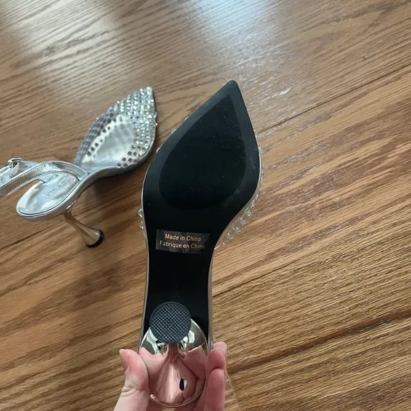Jeffrey Campbell Silver Rhinestone Slingback Heels
