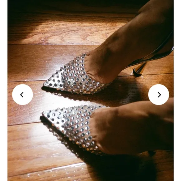 Jeffrey Campbell Silver Rhinestone Slingback Heels
