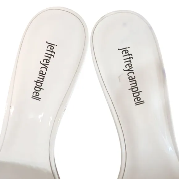 Jeffrey Campbell White Furry Patent Leather Mules Size 10