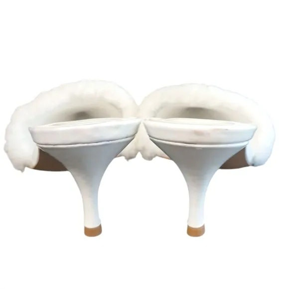 Jeffrey Campbell White Furry Patent Leather Mules Size 10