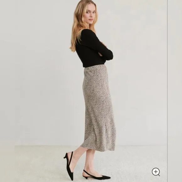 Jenni Kayne Beige Leopard Print Slip Skirt Midi Skirt Size Small