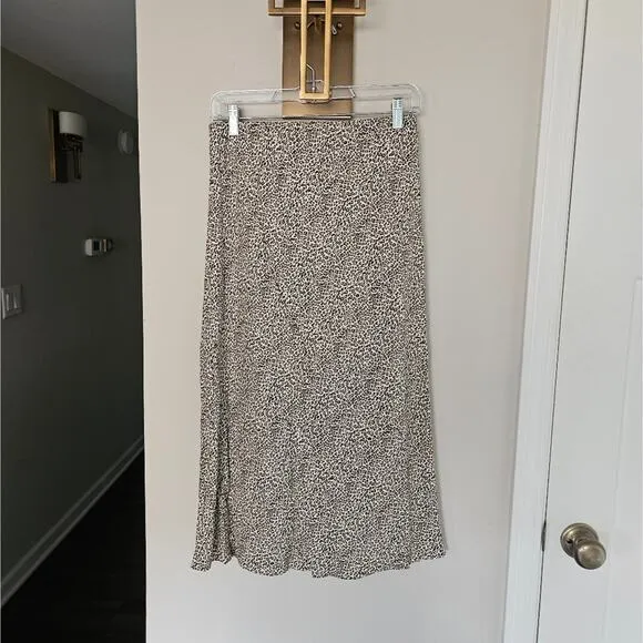 Jenni Kayne Beige Leopard Print Slip Skirt Midi Skirt Size Small