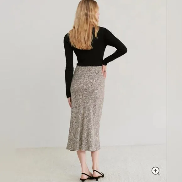 Jenni Kayne Beige Leopard Print Slip Skirt Midi Skirt Size Small
