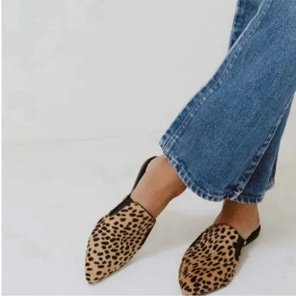 Jenni Kayne calf hair leopard print mules size 39, new