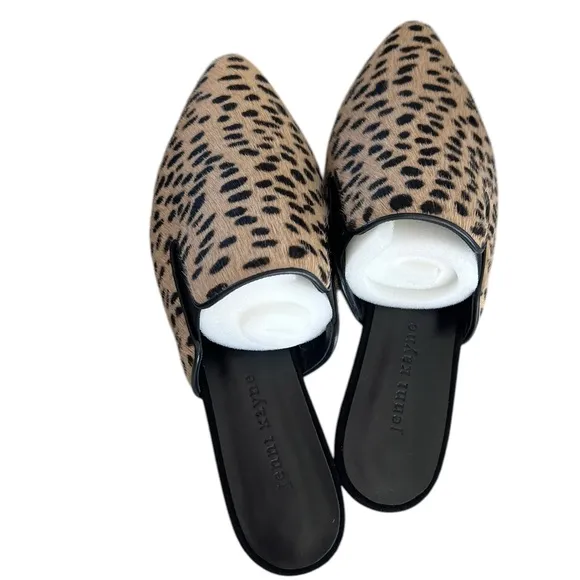 Jenni Kayne calf hair leopard print mules size 39, new