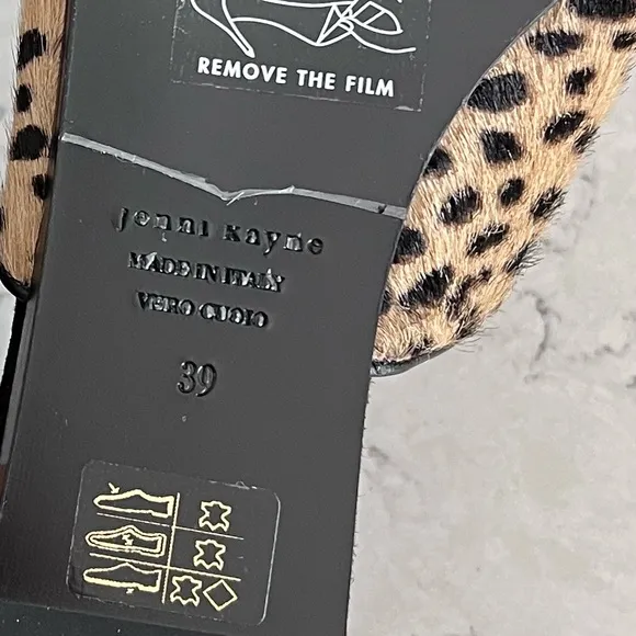 Jenni Kayne calf hair leopard print mules size 39, new