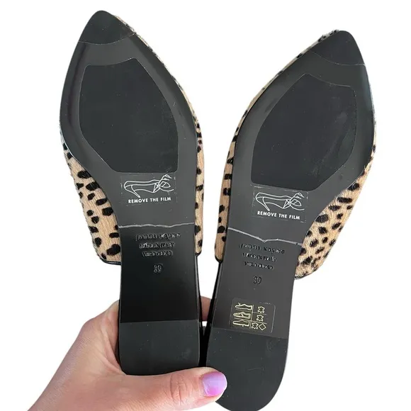 Jenni Kayne calf hair leopard print mules size 39, new