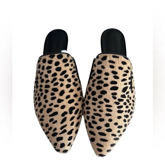 Jenni Kayne calf hair leopard print mules size 39, new
