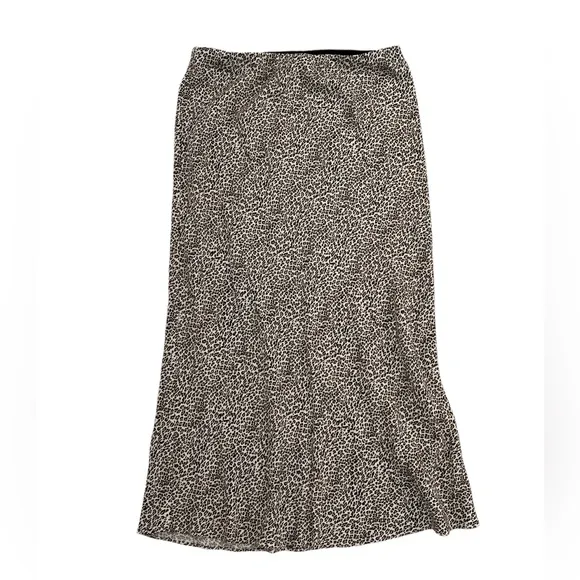 Jenni Kayne Leopard Black Brown Midi Pencil Slip Fairy Skirt Classic Timeless S