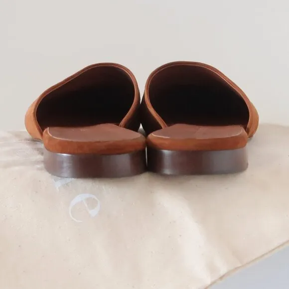 Jenni Kayne Rounded Saddle Suede Mules Flat Slip-on Shoes Casual Minimalist