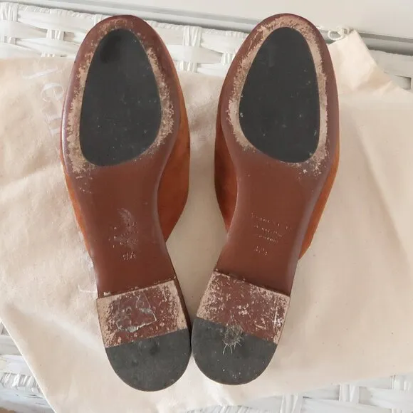 Jenni Kayne Rounded Saddle Suede Mules Flat Slip-on Shoes Casual Minimalist