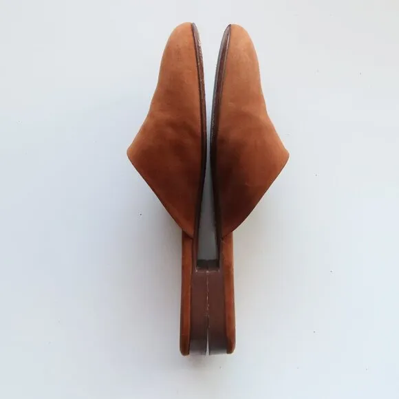 Jenni Kayne Rounded Saddle Suede Mules Flat Slip-on Shoes Casual Minimalist