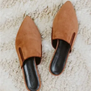 Jenni Kayne Saddle Suede Pointed Toe Flat SlipOn Mule EU38 US 7.5-8 Made Italy