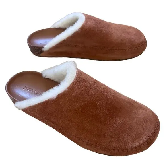 Jenni Kayne Shearling-Lined Moc Clogs Saddle Size 41 NEW